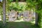 Hanging chairs on tropical garden