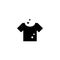 Hanging Clean T-shirt, Clean Clothes. Flat Vector Icon illustration. Simple black symbol on white background. Hanging Clean T-