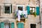 Hanging clothes hung in the old town of Kotor. Montenegro