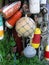Hanging colorful buoys and floats