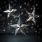 Hanging colorful decorated stars, bubbles on a dark Christmas background. The Christmas star as a symbol of the birth of the