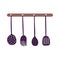 Hanging cutlery utensils cooking isolated icon design