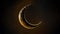 Hanging Exquisite Crescent Moon On Dark Background. 3D Render. Islamic Festival