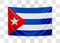 Hanging flag of Cuba. Republic of Cuba. Cuban national flag concept.