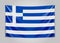 Hanging flag of Greece. Hellenic Republic. Greek national flag concept.