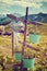 Hanging Flower Buckets in Garden on Alpine Farm