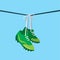 Hanging football shoes on wire,  shoefiti, symbol of retirement soccer player vector