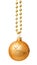 Hanging golden christmas ball isolated