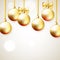 Hanging golden Christmas balls decoration