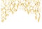 Hanging Golden Streamers Bended Different Lengths White Background