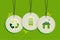 Hanging Green Environment sign icons labels set