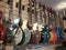 Hanging guitars in a row