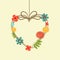Hanging heart decorated with colorful flowers.