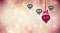 Hanging heart shaped ornaments background