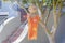 Hanging holloween ornament doll with orange clothes in San Francisco, California