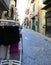 hanging laundry in the narrow alley of the Neapolitan neighborhood called the Spanish quarters