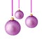 Hanging lilac christmas balls isolated