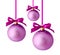 Hanging lilac christmas balls isolated