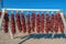 Hanging long dried red chili peppers for sale in Tucson, Arizona