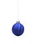 Hanging matt royal blue Christmas bauble with twisted ribs
