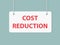 Hanging notice with cost reduction text