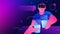 Hanging out with Friends in Virtual Reality. Metaverse Illustration