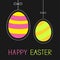 Hanging painted easter eggs with dash line and bow