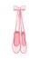 Hanging pair of pastel pink Pointe shoes clipart, ballet shoes simple flat vector illustration