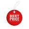 Hanging paper offer label. Red round vintage price cutting 3d tag hang for special discount sales vector template