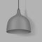 Hanging pendant lamp. Modern interior light. Chandelier with gray metal lampshade. Vector mockup