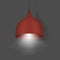 Hanging pendant lamp. Modern interior light. Chandelier with red lampshade. Realistic illustration