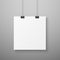 Hanging picture. Blank photo paper template for gallery realistic vector illustration