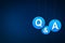 Hanging Question and answer concept on blue background, digital question mark background