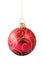 Hanging red Christmas bauble with ornament