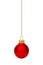 Hanging red Christmas ornament isolated