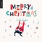 Hanging Santa Claus - Merry Christmas and Happy New Year greeting card