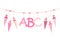 Hanging School Cornets Girl And ABC Letters Pink Beige