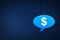 Hanging speech bubble concept of American dollar symbol on dark blue background, dollar currency concept