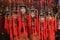 Hanging spiritual pots with red thread