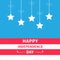 Hanging stars with dash line bow Srip background Happy independence day United states of America. 4th of July. Flat design