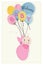 Hanging swaddle baby girl arrival card with balloons