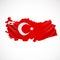 Hanging Turkey flag in form of map. Republic of Turkey. National flag concept.