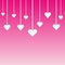 Hanging Valentine`s heart on pink background