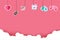 Hanging valentine sticker icon on pink background with copy space vector illustration eps 10