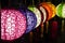Hanging variety of colorful paper lamp and lantern lighting equipment traditional lanna style