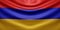Hanging wavy national flag of Armenia with texture. 3d render