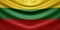 Hanging wavy national flag of Lithuania with texture. 3d render