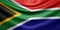 Hanging wavy national flag of South Africa with texture. 3d render