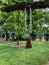 Hanging wind chimes at botanical garden in Wausau, Wisconsin