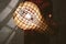 Hanging, wooden light shade lamp with bulb